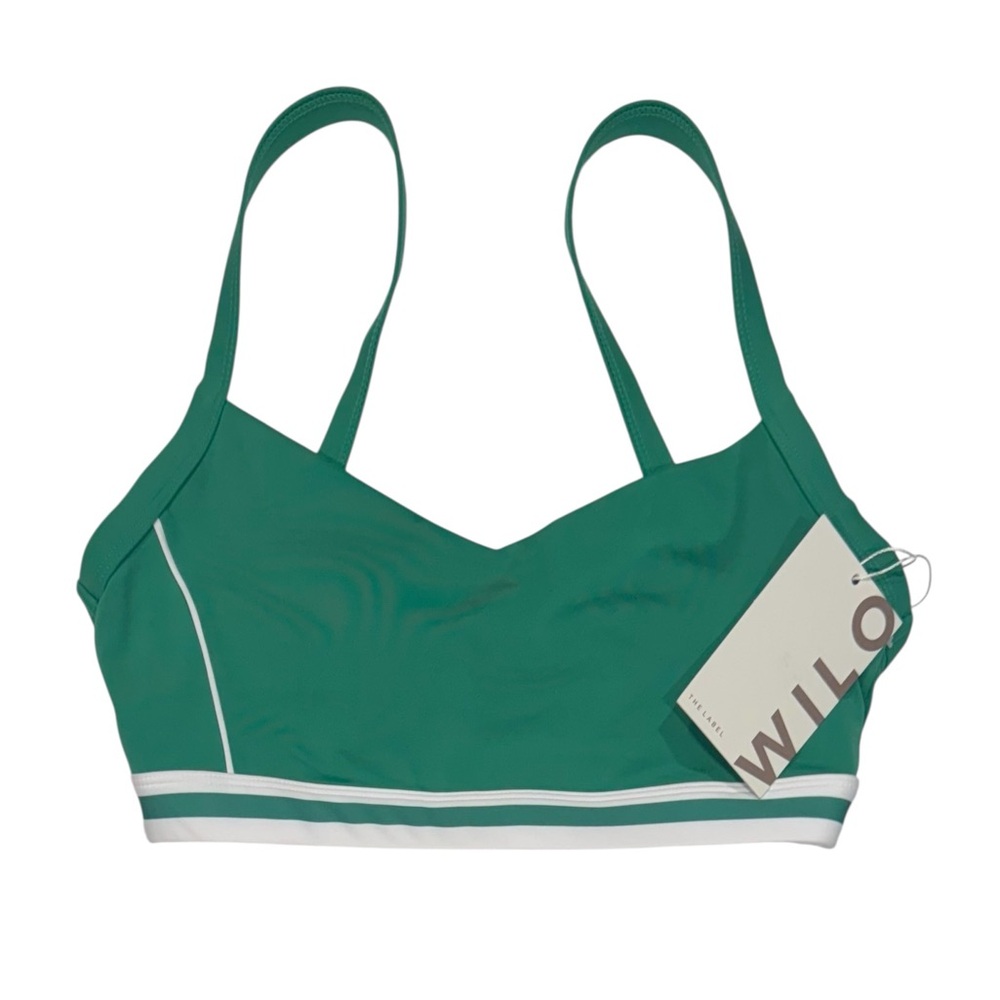 WILO THE LABEL Sports Bra Striped Band Green White Activewear NWT Large